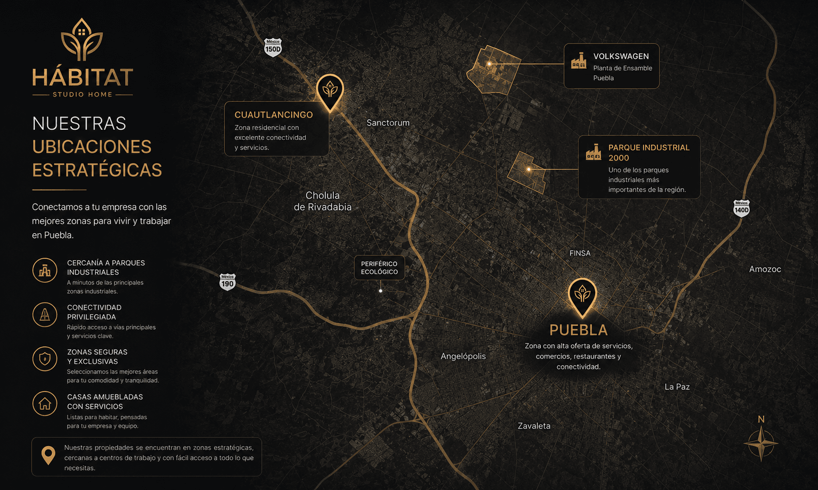 Nuestras ubicaciones estratégicas en Puebla - Cuautlancingo, Volkswagen, Parque Industrial 2000, Puebla centro